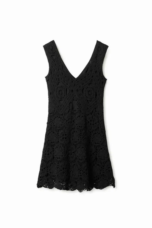 Dresses And Jumpsuits Women Desigual Crochet Short Dress Black