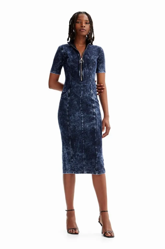 Dresses And Jumpsuits Women Desigual Denimeffect Dress Blue