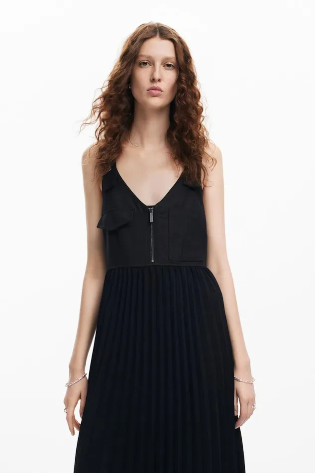 Dresses And Jumpsuits Women Desigual Hybrid Long Dress Black