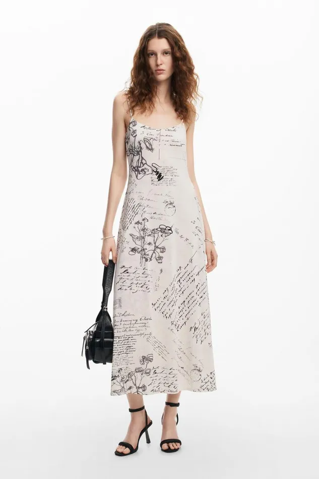Dresses And Jumpsuits Women Desigual Newspaper Print Dress White