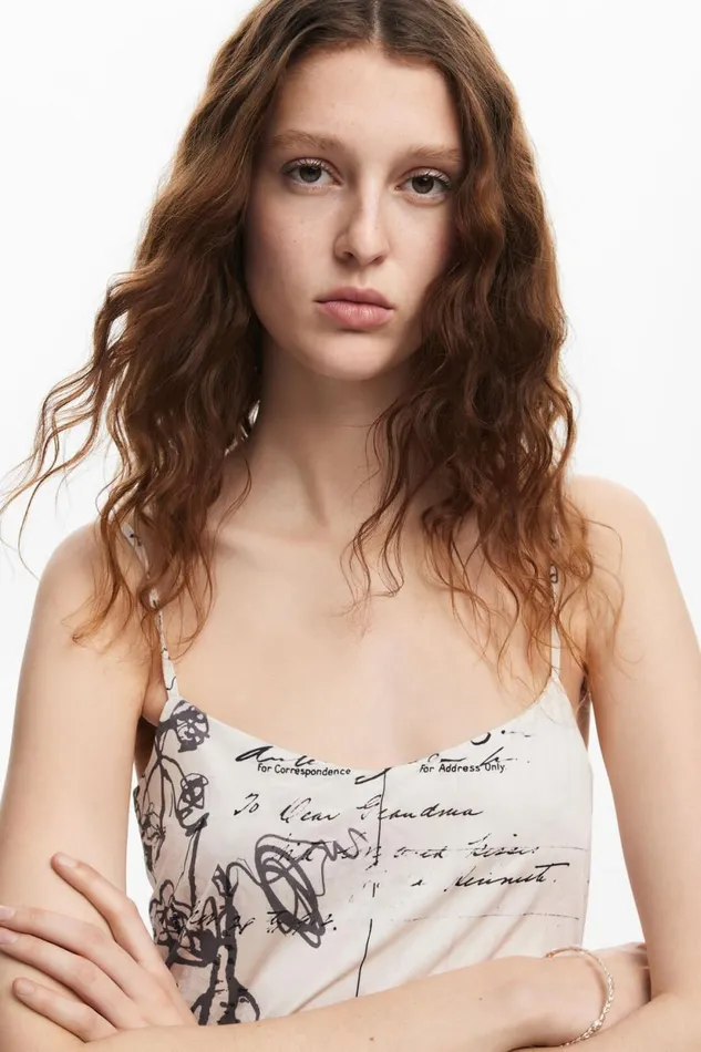 Dresses And Jumpsuits Women Desigual Newspaper Print Dress White