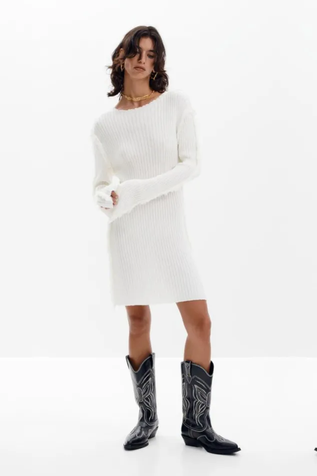 Dresses And Jumpsuits Women Desigual Ribbed Knit Dress White