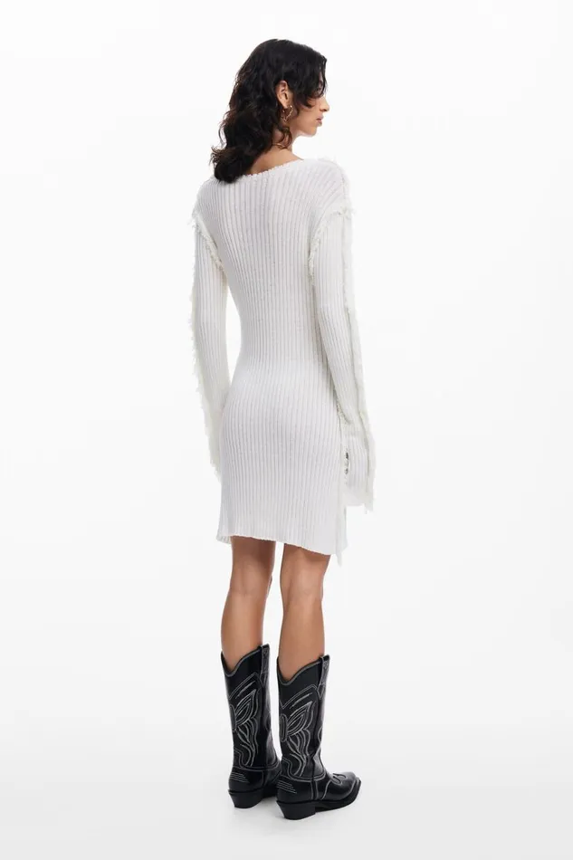 Dresses And Jumpsuits Women Desigual Ribbed Knit Dress White
