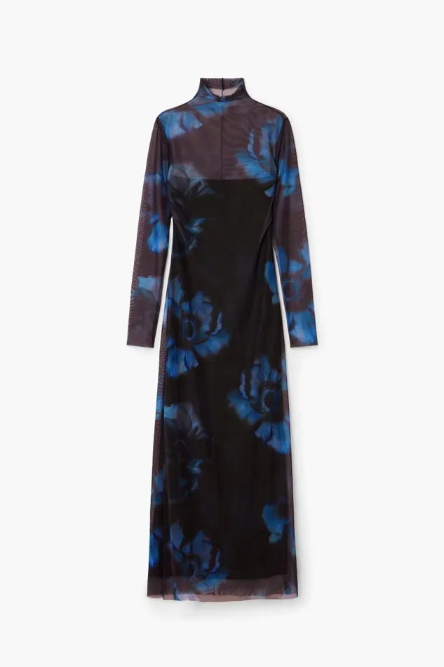 Dresses And Jumpsuits Women Desigual Slim Floral Dress Blue