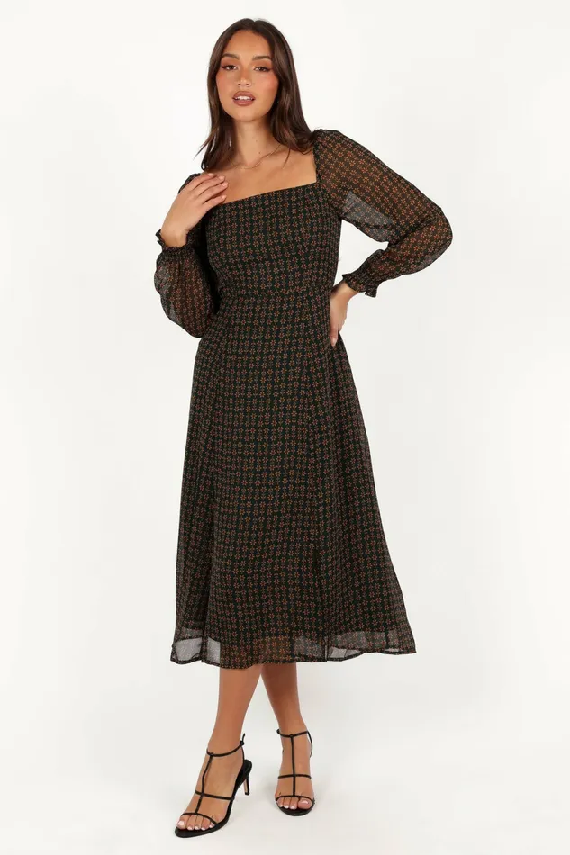 Dresses Petal and Pup Women Ettie Long Sleeve Midi Dress PineTan