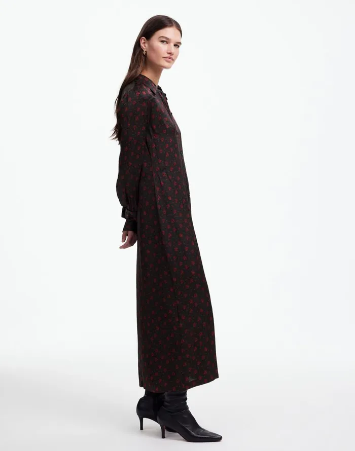 Dresses Women Madewell ButtonFront Midi Shirtdress In Floral Bright Cherry