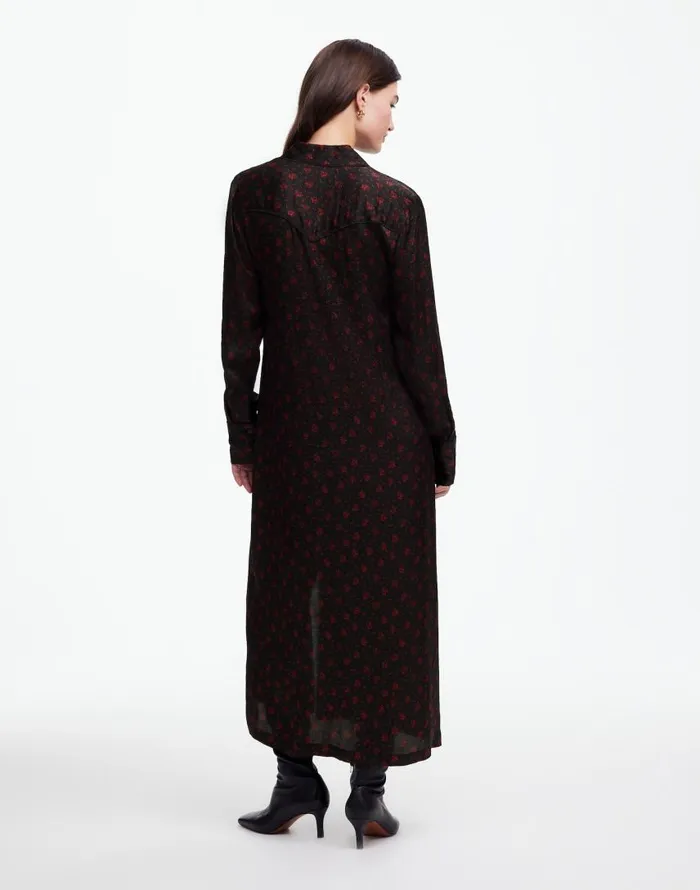 Dresses Women Madewell ButtonFront Midi Shirtdress In Floral Bright Cherry