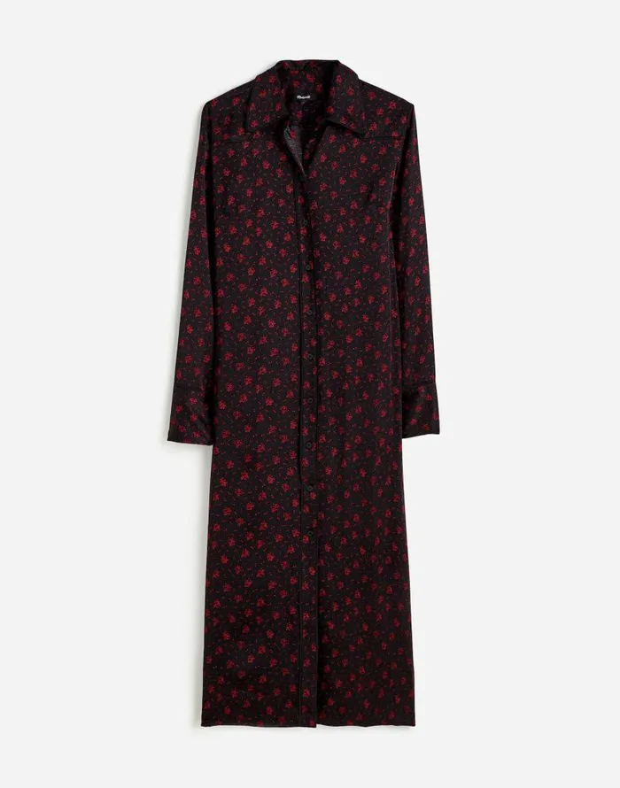 Dresses Women Madewell ButtonFront Midi Shirtdress In Floral Bright Cherry