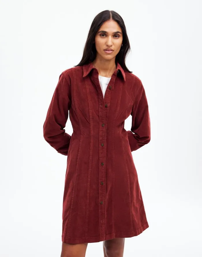 Dresses Women Madewell LongSleeve Seamed Mini Dress Cabernet