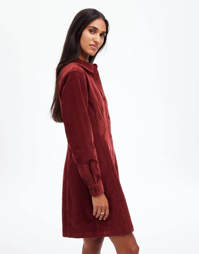 Dresses Women Madewell LongSleeve Seamed Mini Dress Cabernet