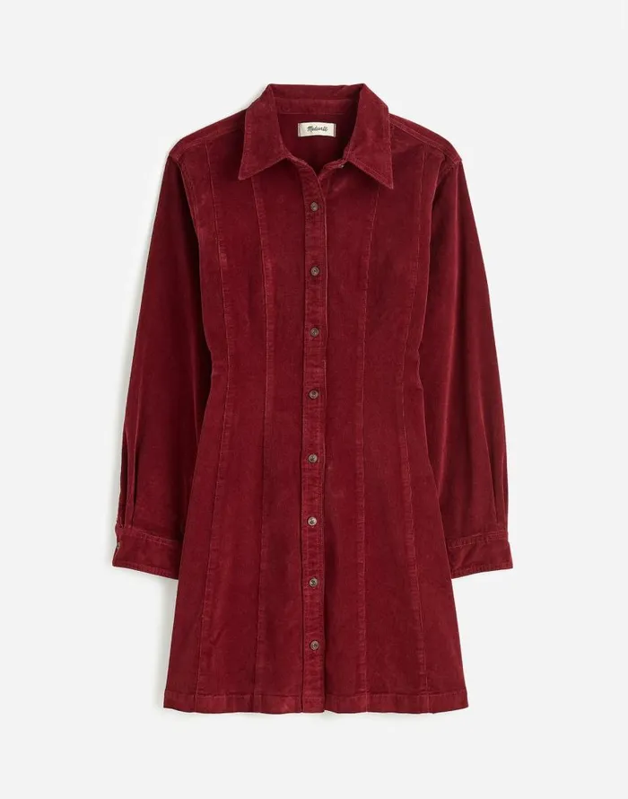 Dresses Women Madewell LongSleeve Seamed Mini Dress Cabernet