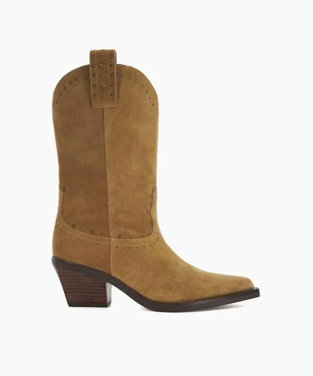 Dune London Ankle Boots Women Embellished Block Heel Cowboy Boots Neutral