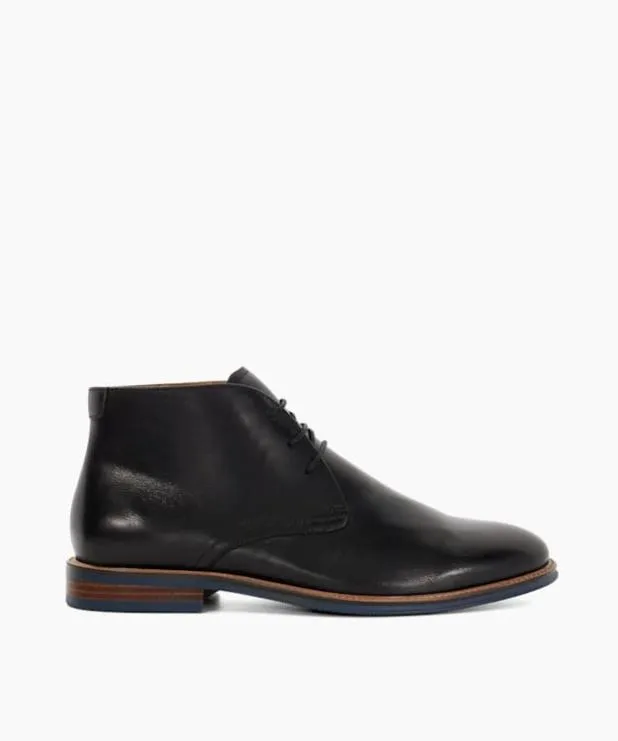 Dune London Black Boots Men Round Toe Lace Up Boots Black