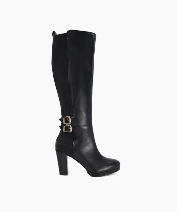 Dune London Black Boots Women Almond Toe Platform Knee High Boots Black