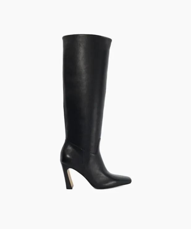 Dune London Black Boots Women KneeHigh Square Toe Boots Black