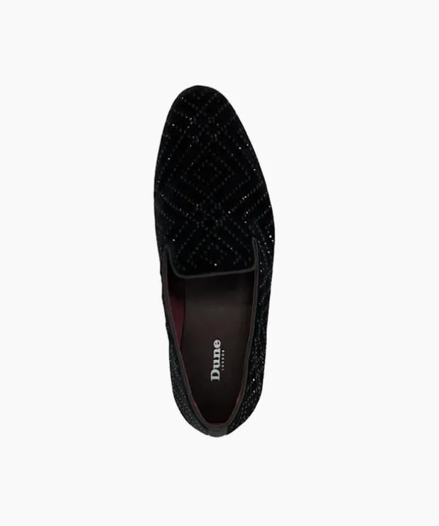 Dune London Black Shoes Men Velvet Round Toe Formal Loafers Black