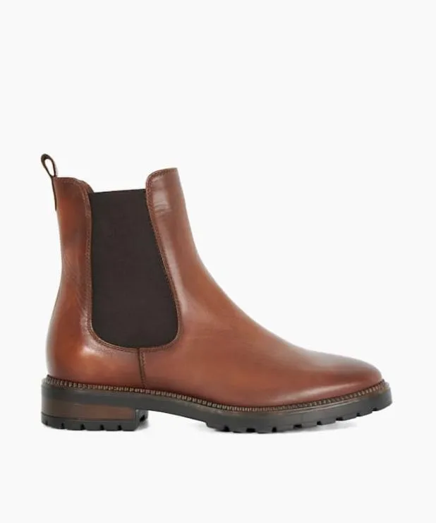 Dune London Brown Boots Women Cleated Sole Chelsea Boots Brown