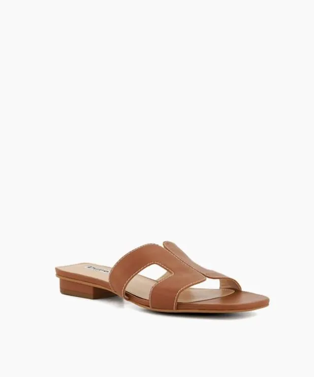 Dune London Flat Sandals Women Wide Fit Smart Slider Sandals Brown