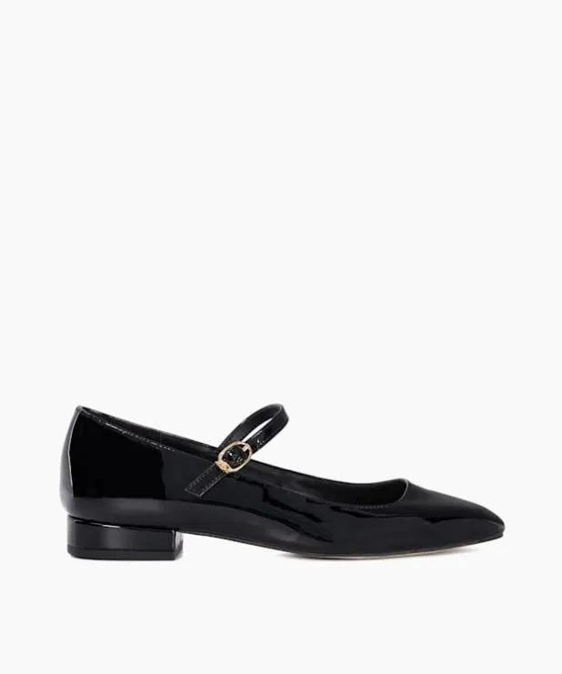 Dune London Flat Shoes Women Patent Low Heel Mary Janes Black