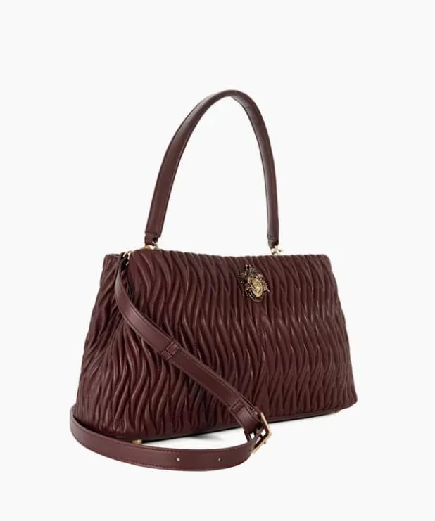 Dune London Handbags Women Leather Quilted Dune Bug Embellished Shoulder Bag Red