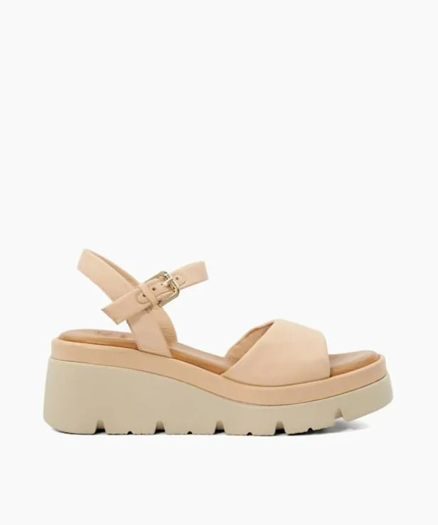 Dune London Heeled Sandals Women Leather Wedge Heeled Sandals Pink