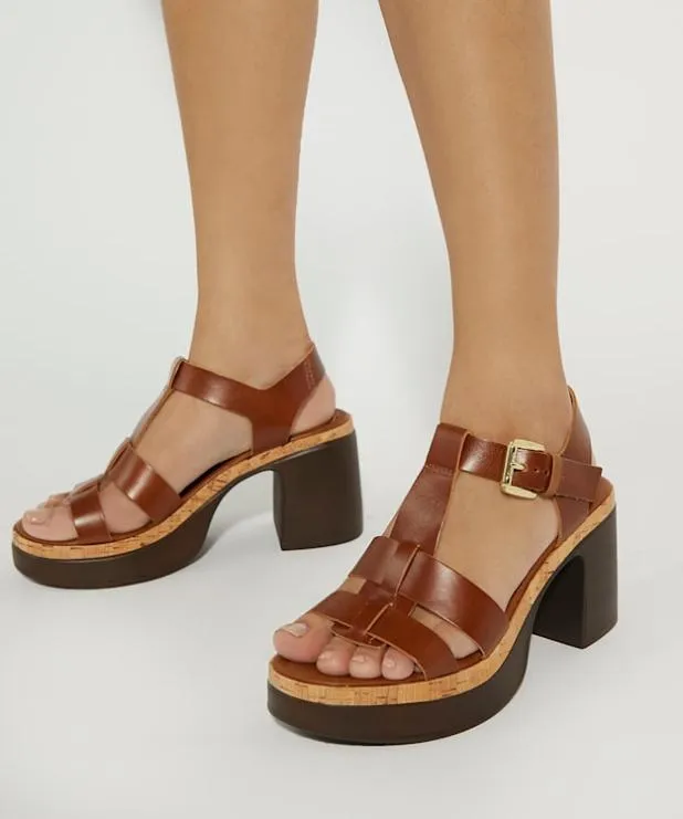 Dune London Heeled Sandals Women Stacked Platform Heels Brown