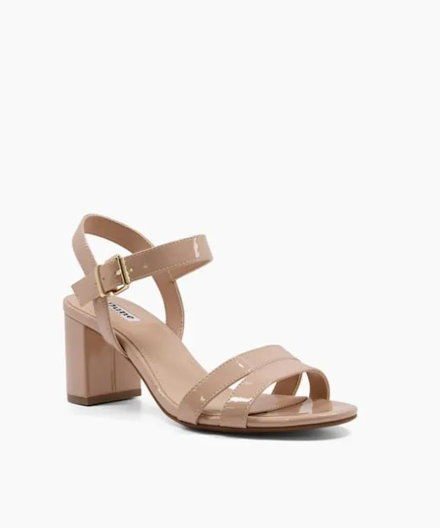 Dune London Heeled Sandals Women Two Part Patent Block Heel Sandals Neutral