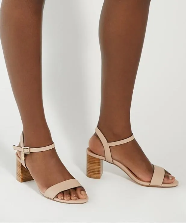 Dune London Heeled Sandals Women Wide Fit Leather Block Heeled Sandals Pink