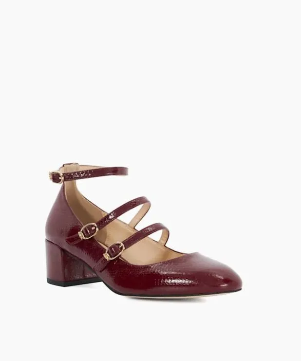 Dune London Heels Women Croc Effect Low Heel Court Shoes Red