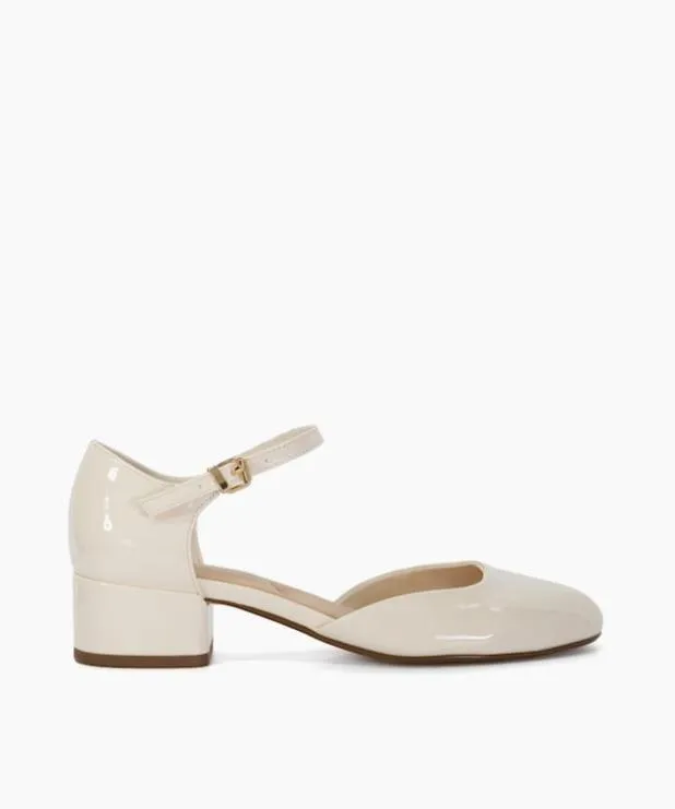 Dune London Heels Women Patent Mary Jane Shoes White