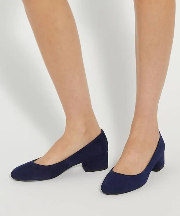 Dune London Heels Women Wide Fit Comfort BlockHeeled Courts Blue