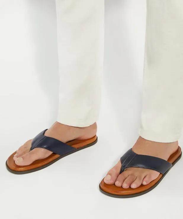 Dune London Leather Sandals Men Leather ToePost Sandals Blue