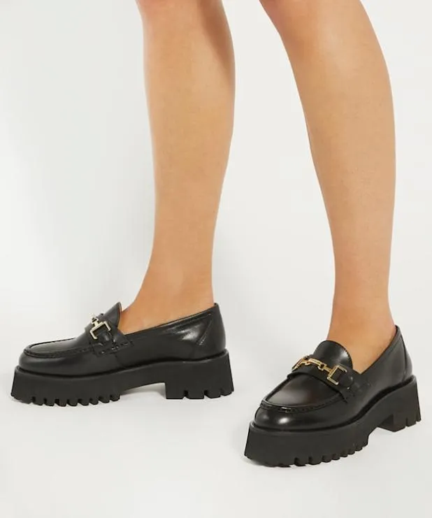 Dune London Loafers Women Chunky Branded Snaffle Trim Loafer Black
