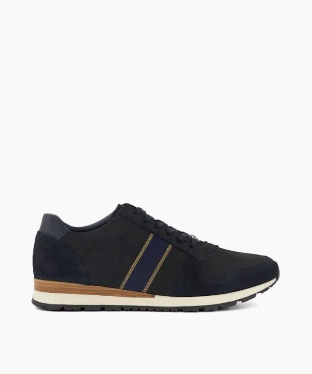 Dune London Trainers Men StripeDetail Nubuck Trainers Blue