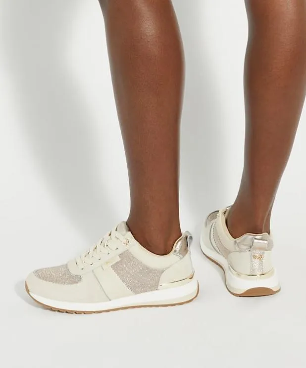 Dune London Trainers Women Glitter Detail Lace Up Trainers Metallic