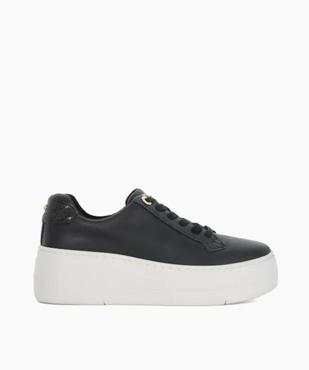 Dune London Trainers Women Lace Up Flatform Trainers Black Leather