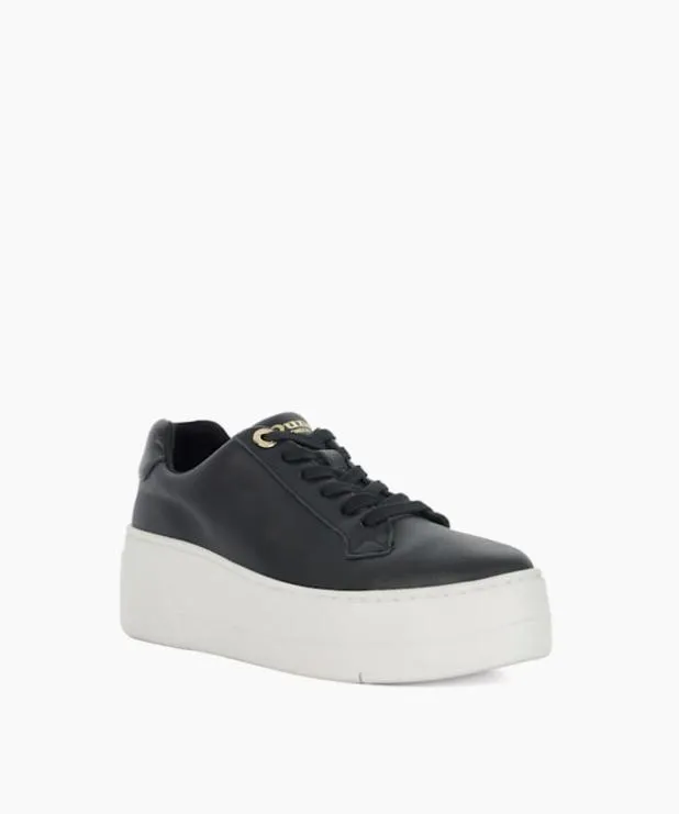 Dune London Trainers Women Lace Up Flatform Trainers Black Leather