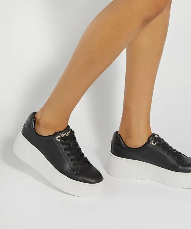Dune London Trainers Women Lace Up Flatform Trainers Black Leather