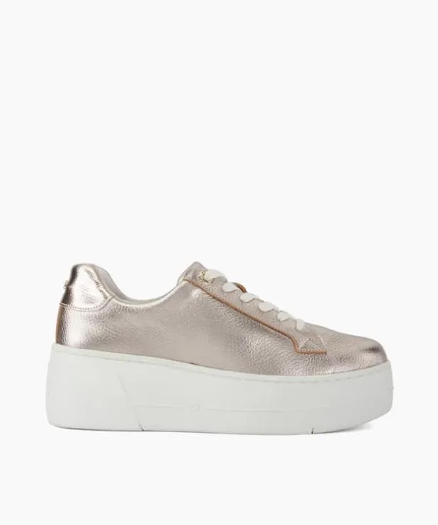 Dune London Trainers Women Lace Up Flatform Trainers Metallic