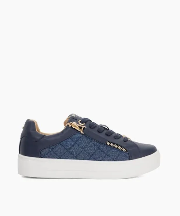 Dune London Trainers Women Quilted Flatform Lace Up Trainers Blue