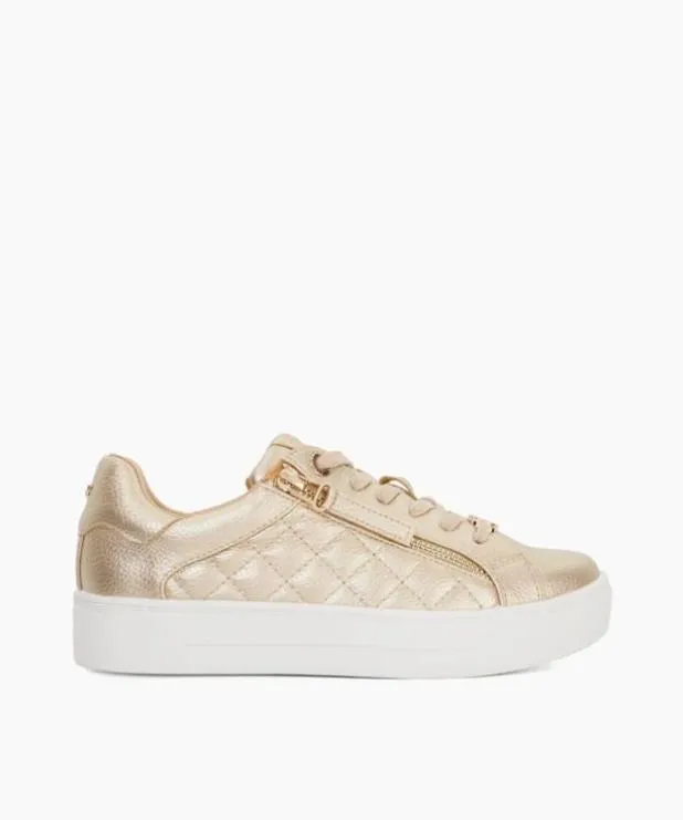Dune London Trainers Women Quilted Flatform Lace Up Trainers Metallic