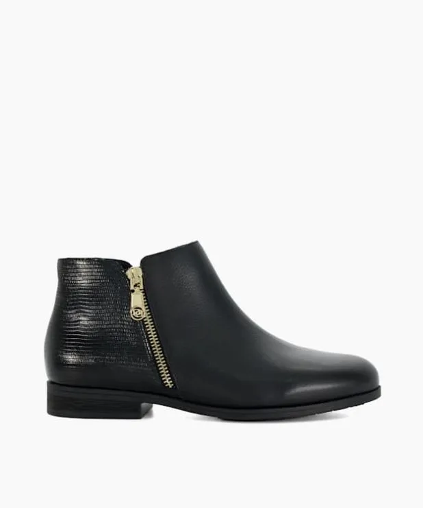 Dune London Wide Fit Boots Women Wide Fit Low Heel Leather Boots Black