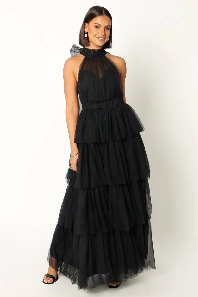 Event Dresses Frances Halterneck Maxi Dress Black 8211 Petal and Pup Women