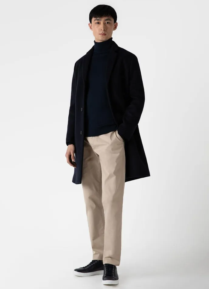 ExtraFine Merino Roll Neck Light Navy Men SUNSPEL Knitwear