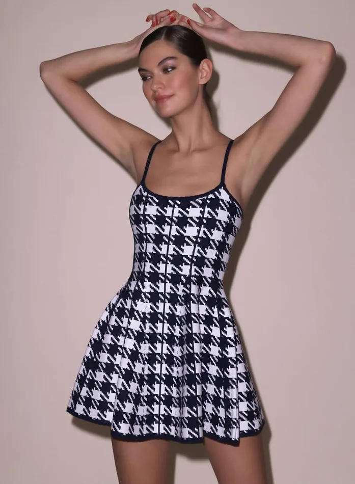 Fleur Du Mal Dresses Flared Corset Dress Navy Ivory 8211 Women