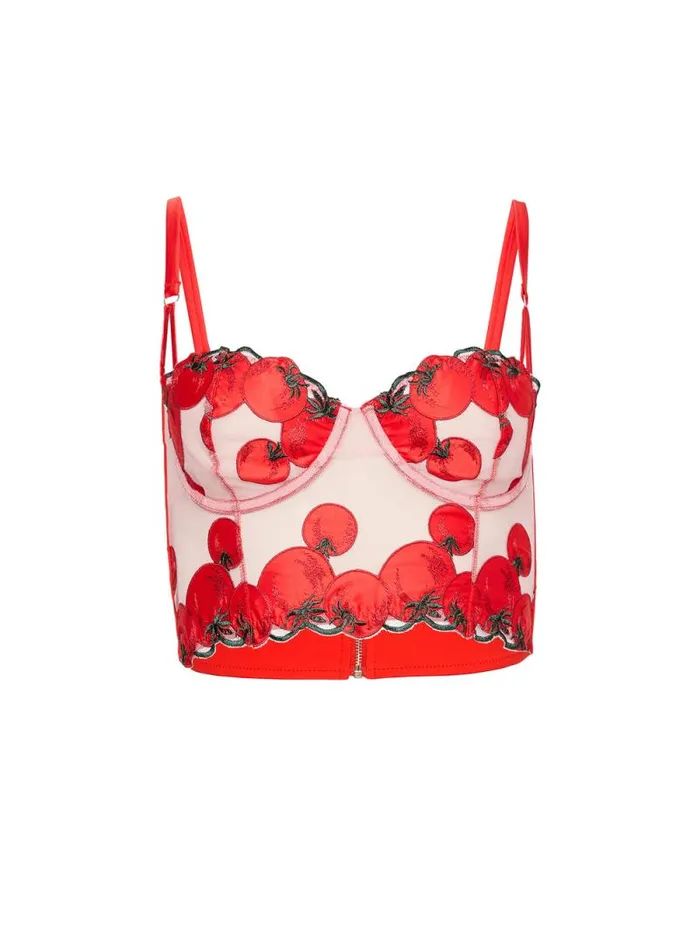 Fleur Du Mal Fuller Cup Bras Pomodoro Embroidery Bustier Sauce 8211 Women Fleur Du Mal Fuller Cup Bras Pomodoro Embroidery Bustier Sauce 8211 Women