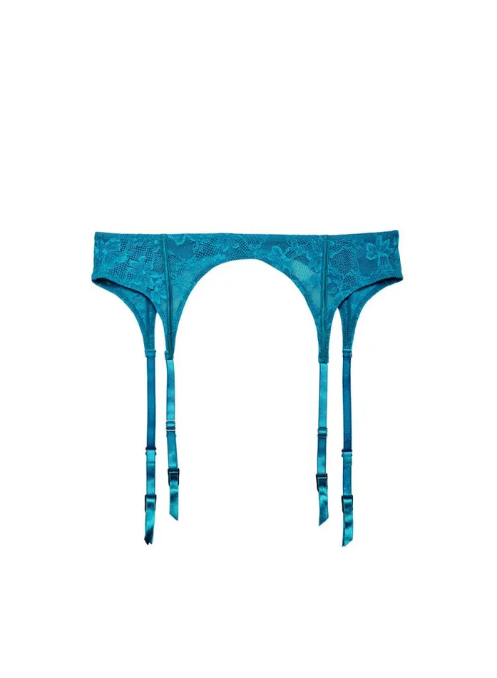 Fleur Du Mal Garters and Belts Le Stretch Lace Garter Belt Aquamarine 8211 Women