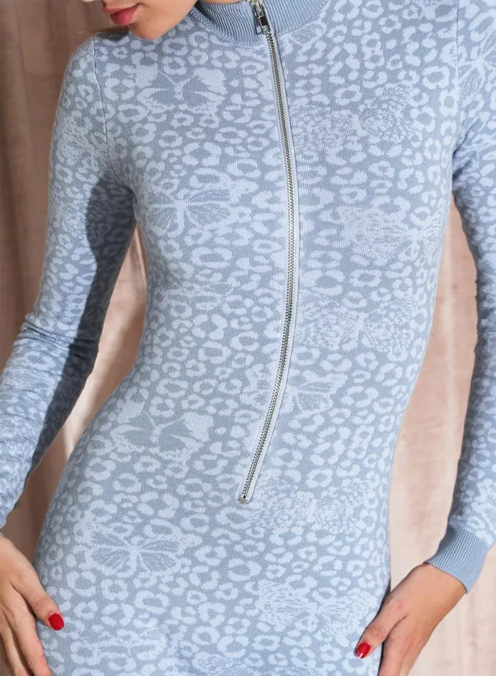 Fleur Du Mal Knitwear Knit Catsuit Light Blue Butterfly Jacquard 8211 Women Fleur Du Mal Knitwear Knit Catsuit Light Blue Butterfly Jacquard 8211 Women