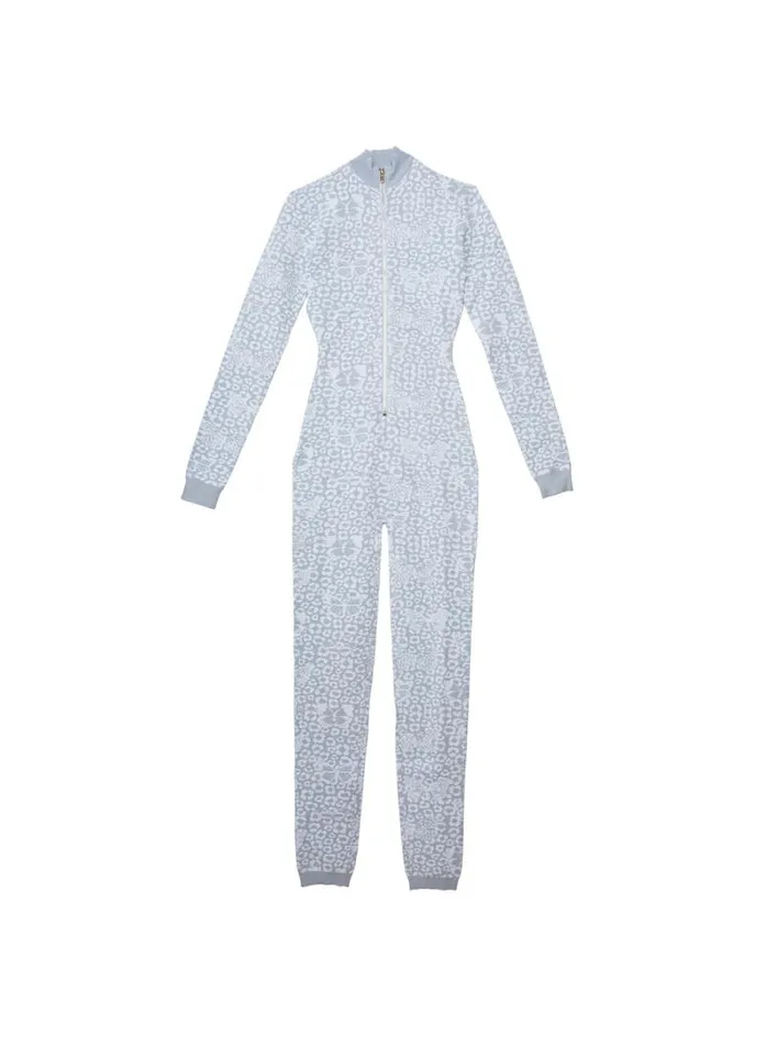 Fleur Du Mal Knitwear Knit Catsuit Light Blue Butterfly Jacquard 8211 Women Fleur Du Mal Knitwear Knit Catsuit Light Blue Butterfly Jacquard 8211 Women