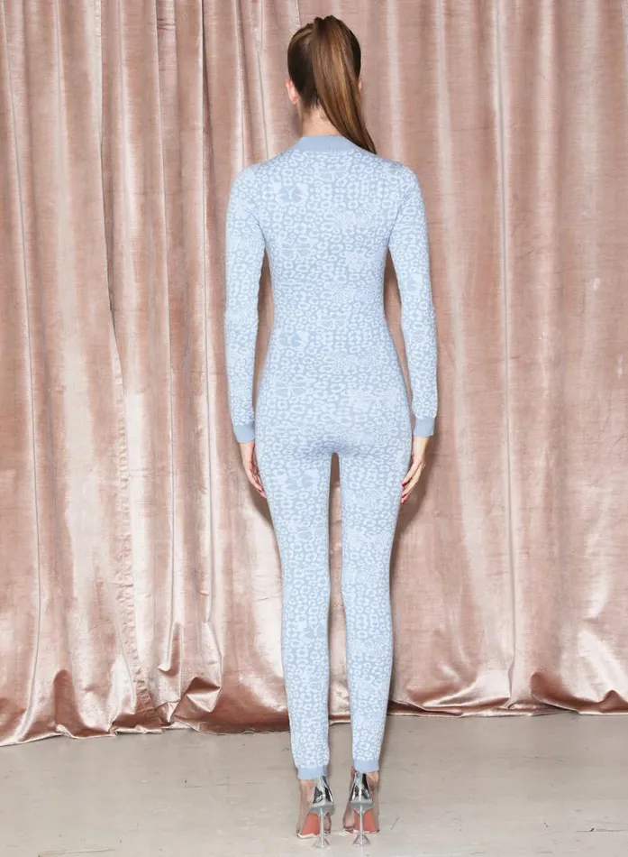 Fleur Du Mal Knitwear Knit Catsuit Light Blue Butterfly Jacquard 8211 Women Fleur Du Mal Knitwear Knit Catsuit Light Blue Butterfly Jacquard 8211 Women